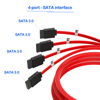 Câble de dérivation Mini SAS SFF-8087 vers 4 ports SATA3.0 6 Gbit/s 36 broches multi-lanes plat avec gaine en nylon rouge pour carte RAID HBA de serveur