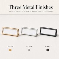 Support de cube d'étiquette de prix en métal or/argent/noir avec insertion de papier imprimé étanche chiffres durables pour l'affichage au détail de vêtements