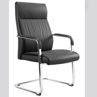 Chaise de bureau contemporaine et moderne noire, confortable, avec appui-tête fixe, dossier solide, design cantilever, pour conférence et visiteurs