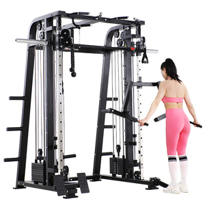 Máquina Multifuncional Smith Trainer con Sistema de Pesas Alta y Baja (110lbs + 45kg de Acero) para Gimnasio en Casa HX-003 Bidi - Product Image 2