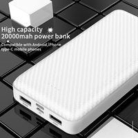 Batterie externe portable ultra-mince 20000 mAh Li-Polymère à double port USB, charge rapide, chargeur de voyage avec interfaces d'entrée Type C/Micro USB