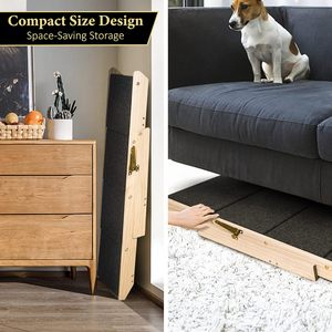 Escaleras plegables <span class=keywords><strong>de</strong></span> <span class=keywords><strong>madera</strong></span> para perros para camas altas, coches, sofá, escaleras para caminar para perros 2 en 1, rampa para perros con <span class=keywords><strong>4</strong></span> escalones, escaleras para gatos y mascotas - Product Image 6