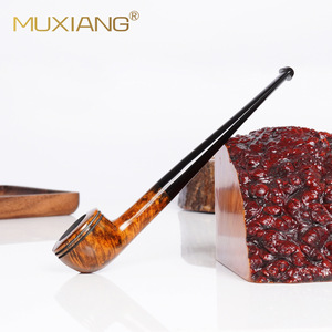 Muxiang Wooden Tobacco Pipe Straight Bulldog Briar Wood 3mm Tenon Joint Solid Wood Smoking Pipe - Product Image 1