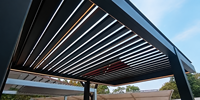 Großhandel Bioklimatische Garten-Lamellenpergola aus Aluminium, motorisierter Pavillon mit Glastür