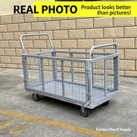 Chariot de manutention robuste pour entrepôt, en métal grillagé, avec roues, pour la distribution logistique