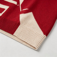 Pull-over personnalisé en maille jacquard pour homme, col en V, manches longues, logo sur le devant
