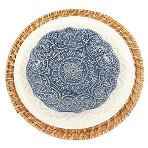 <span class=keywords><strong>Vajilla</strong></span> desechable de mimbre tejido artesanal de Vietnam, placa de cargador de borde dorado, posavasos de algas marinas, comida de paja al por mayor <span class=keywords><strong>barata</strong></span> - Product Image 1