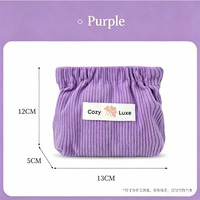 Pochette de maquillage en velours côtelé style coréen, avec logo personnalisé et étiquette tissée, mini pochette de rangement pour rouge à lèvres et bijoux, sac cadeau personnalisable en gros