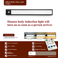 Lampe LED ultra-fine pour armoire, à détection de mouvement, avec charge sans fil et bande magnétique, en plastique