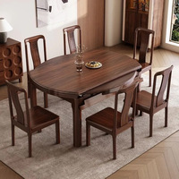 Table à manger ronde en bois d'ébène massif pour salons de style farmhouse, bureaux à domicile, appartements et hôtels, design chinois, respectueux de l'environnement