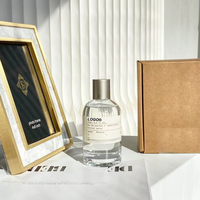 Emballage cosmétique personnalisé avec logo, flacon de parfum de luxe en verre givré avec pompe pulvérisatrice, vide, 30 ml, 50 ml, 100 ml avec boîte