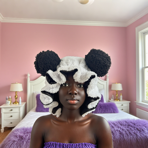 <span class=keywords><strong>Bonnet</strong></span> <span class=keywords><strong>Panda</strong></span> Bear fait à la main en satin de soie et faux-cachemire cheveux sommeil animal chapeau chaud luxe <span class=keywords><strong>bonnet</strong></span> de sommeil en peluche avec conception personnalisée - Product Image 1