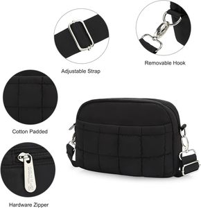 Custom Large Waterproof Fashion Women <strong>Black</strong> Nylon Shoulder Handbag with Zipper Closure Multiple Pockets Adjustable Crossbody <strong>Bag</strong> - Product Image 4