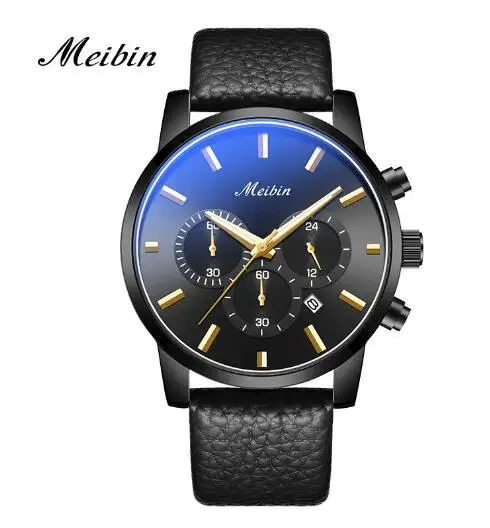 MEIBIN Men Luxury Brand Chronograph Men Sports Watches Waterproof Stainless Steel Business Men Quartz Watches