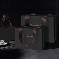 Luxuriöse Einkaufstaschen mit Goldprägung-Design, Langlebiger Griff, Kunstpapier-Kartonverpackung für Werbung und Kleinunternehmen