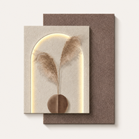 Peinture murale LED moderne en relief 3D avec motif d'herbe de la pampa en plâtre texturé et éclairage intégré pour projets hôteliers de luxe (vente en gros)