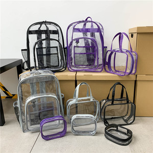 Custom Logo Promotional Transparent Schoolbag Student Bookbag Waterproof PVC clear Backpack