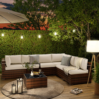 Ensembles de conversation en osier modernes chaise de canapé en rotin table basse pour repas en plein air jardin patio hôtels meubles de salon