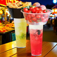 Gobelet à Slushy 24oz 32oz avec Paille en PP, Bol Plastique 2 en 1 à Emporter, Bol Alimentaire pour Limonade, Gobelet Combo Snack et Boisson