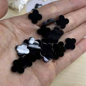 Trébol de cuatro hojas de ónix negro de 13*13*2mm para joyería DIY - Product Image 4