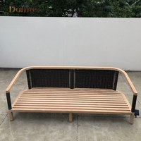 Ensemble de canapés d'extérieur en teck moderne, mobilier de patio en corde tressée, canapé 2 places et fauteuil individuel, coussins imperméables pour hôtel et villa