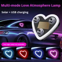 Lumière d'ambiance triangulaire solaire pour voiture, universelle, adaptable à tous les véhicules, en forme de cœur, modification intérieure, lumière néon, 5V USB