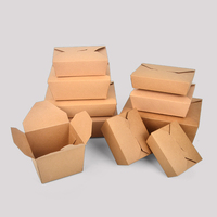 SenAng05 Prêt Stock 1500ml 2 Compartiments À Emporter Papier Kraft Déjeuner Sushi Bol Brun Alimentaire Bento Box