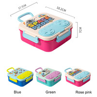 Boîte à lunch bento en plastique sans BPA, avec 3 compartiments scellés, motif dessin animé mignon, compatible micro-ondes, pour enfants