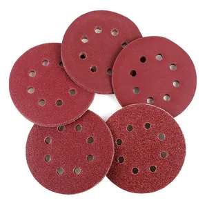5 Polegada 8 Furos Gancho <span class=keywords><strong>Loop</strong></span> 125mm Lixa Adesiva 50pcs 60 ~ 320 Grãos Lixadeira Orbital Aleatória Folhas Abrasivas 1mm Óxido de Alumínio OBM - Product Image 1