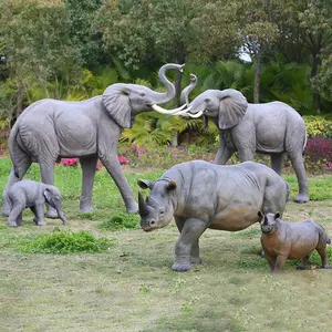 유리 섬유 입상 크리스마스 장식 대형 실물 크기 동물 코끼리 정원 동상 금형 장식품 판매 소품