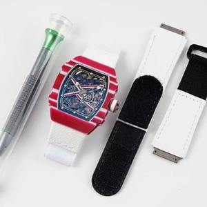 Reloj Cronógrafo Analógico Mecánico Automático de Lujo para Hombre, Estilo RM6702, Caja Tonneau de Fibra de Carbono, Correa Deportiva de Tela - Product Image 1