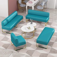 Chaise de canapé longue en acier inoxydable rouge net pour salon de coiffure Salon de beauté Design simple salon de coiffure salle de repos d'attente pour salon