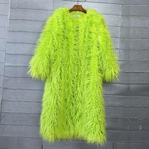<span class=keywords><strong>Manteau</strong></span> long en fausse fourrure, couleur unie, au-dessus du genou - Product Image 4
