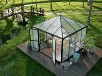 Serre de jardin PRO en polycarbonate et aluminium, style gazebo, avec toit en pente, véranda de jardin accessible, jardin d'hiver