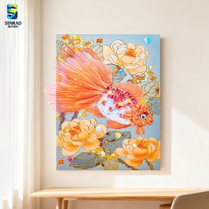 Dipinto 3D Originale Transfrontaliero <span class=keywords><strong>di</strong></span> Fiori e <span class=keywords><strong>Pesci</strong></span> in un Fiume, Creazione Fai-da-Te su Tela, Impermeabile ed Ecologico - Product Image 4