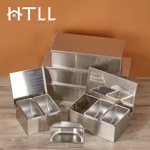 Caixa de tempero de aço inoxidável 201 compartimento, caixa de condimentos de aço inoxidável, jarra de tempero, caixa de temperos para cozinha