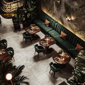 ชุดเฟอร์นิเจอร์ร้านอาหาร Ron Group ประกอบด้วยเก้าอี้บูธสั่งทำพิเศษพนักพิงสูง โต๊ะไม้เนื้อแข็งทรงสี่เหลี่ยม และเก้าอี้กำมะหยี่แบบกำหนดเอง - Product Image 2