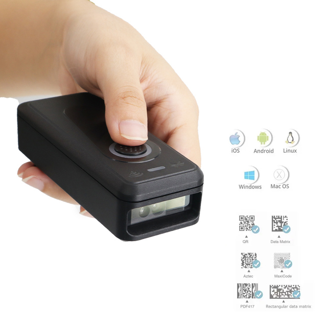 YUANAIDC 6601 Portability 2D QR Bar Code Reader Wireless Barcode Scanner Handheld Scanner Mini Scanner