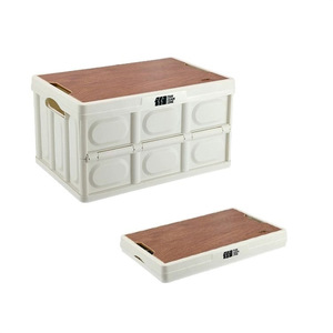 Caja de Almacenamiento Plegable Explorers Mediana con Tapa de Madera, Organizador para Maletero de Auto - Product Image 1