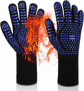 RAYBIN Customized Printed Reversible Fireproof Canvas Heat Resistant BBQ Gloves for Grill Premium <b>Red</b>/Black Oven/<b>Microwave</b> - Product Image 1