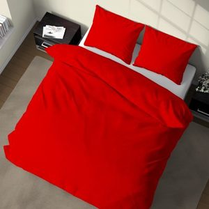 Ensemble de housse de couette 100% coton rouge, taille King UK, 230x220cm - Product Image 3