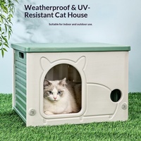 Moderne kattenkast van kunststof, luxe, volledig omringend huisdierverblijf, universele schuilplaats, geïsoleerd tegen wind en regen, voor buitengebruik