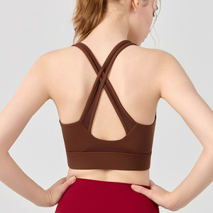 Sujetador deportivo de alta intensidad transpirable y ajustable para <span class=keywords><strong>mujer</strong></span>, con tirantes de elastano/nailon, top de yoga y <span class=keywords><strong>fitness</strong></span>, de <span class=keywords><strong>outlet</strong></span> de fábrica. - Product Image 4