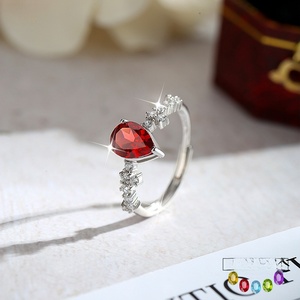 Anillo de Plata de Ley 925 con 8 Topacios Azules en Forma de Pera de 6*8mm, con Piedras Naturales en Forma de Gota de Agua, Joyería de Alta Calidad - Product Image 2