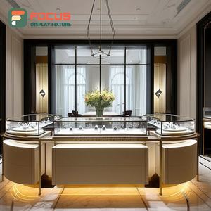 Luxury Jewelry Retail Showcase System Wood <b>Frame</b> Boutique Space Glass Showcase - Product Image 3