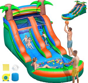 Toboggan aquatique gonflable géant <span class=keywords><strong>pour</strong></span> enfants et adolescents, grand toboggan aquatique gonflable en PVC, château gonflable <span class=keywords><strong>pour</strong></span> le <span class=keywords><strong>jardin</strong></span>, amusement estival <span class=keywords><strong>avec</strong></span> <span class=keywords><strong>piscine</strong></span> à jets d'eau - Product Image 6