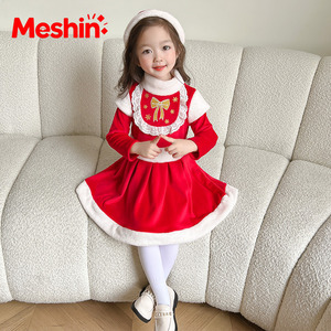 Ensemble de vêtements pour filles Noël 2026, robe rouge Père Noël, chapeau, bandeau, costume de fête pour enfants - Product Image 3