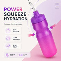 Bouteille d'eau sport en plastique PP de 710 ml, avec logo personnalisé, dégradé de couleurs, givrée, scintillante, pour le cyclisme, le vélo, les activités de plein air, sans BPA