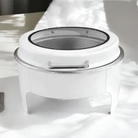 Matériel de restauration et hôtellerie : Ensemble de réchauds de buffet ronds en acier inoxydable blanc pour traiteur