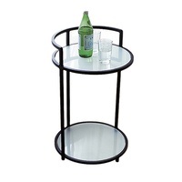 Table basse intelligente mobile en métal et verre, style mi-siècle antique, avec fonctions de table de chevet et de table d'appoint, pour salon